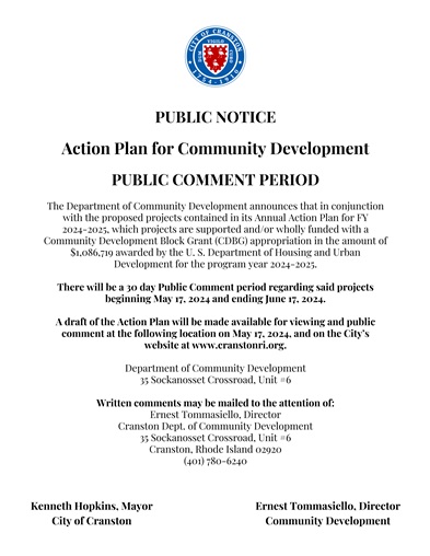 Public Comment Open For Community Development Annual Action Plan